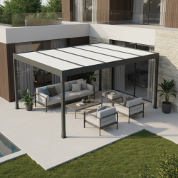 Cubierta para terraza con techo rígido | Pérgola con techo plano