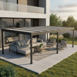 Cubierta para terraza con techo rígido | Pérgola con techo plano