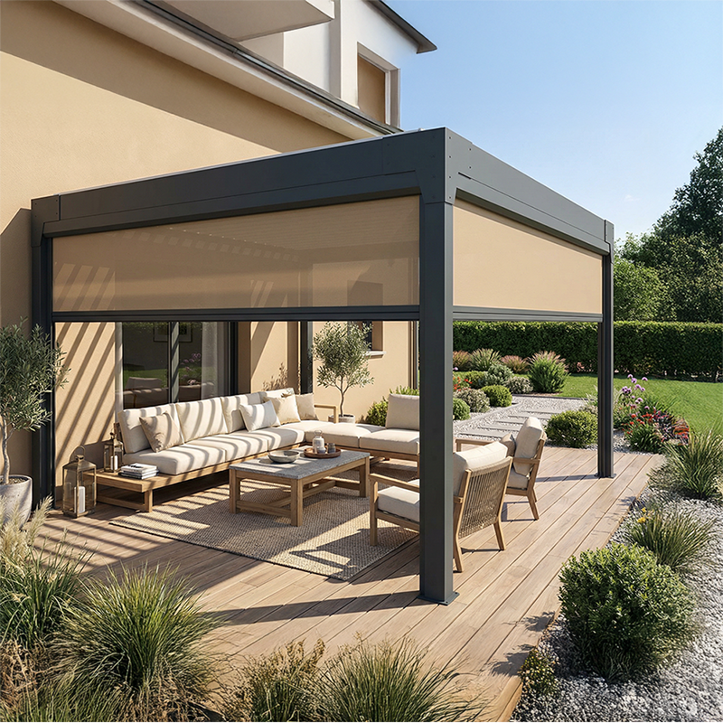 Cofre con guías modelo 115 | Para pérgola con poste de 115 mm.