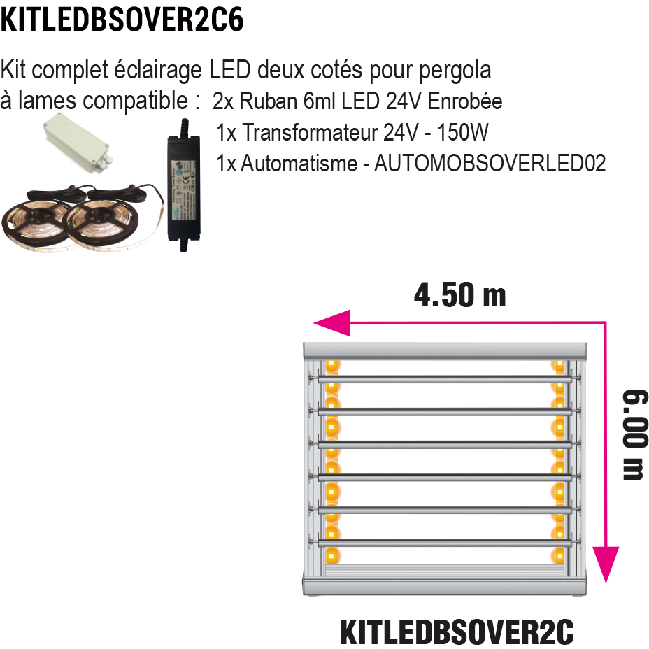 Kit de iluminación LED de 6 m - 2 lados (KITLEDBSOVER2C6)